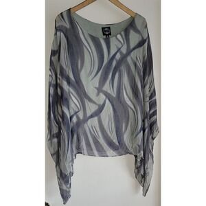 Le Marais Paris Blouse XL Grey Silk Abstract Women Resort Luxury